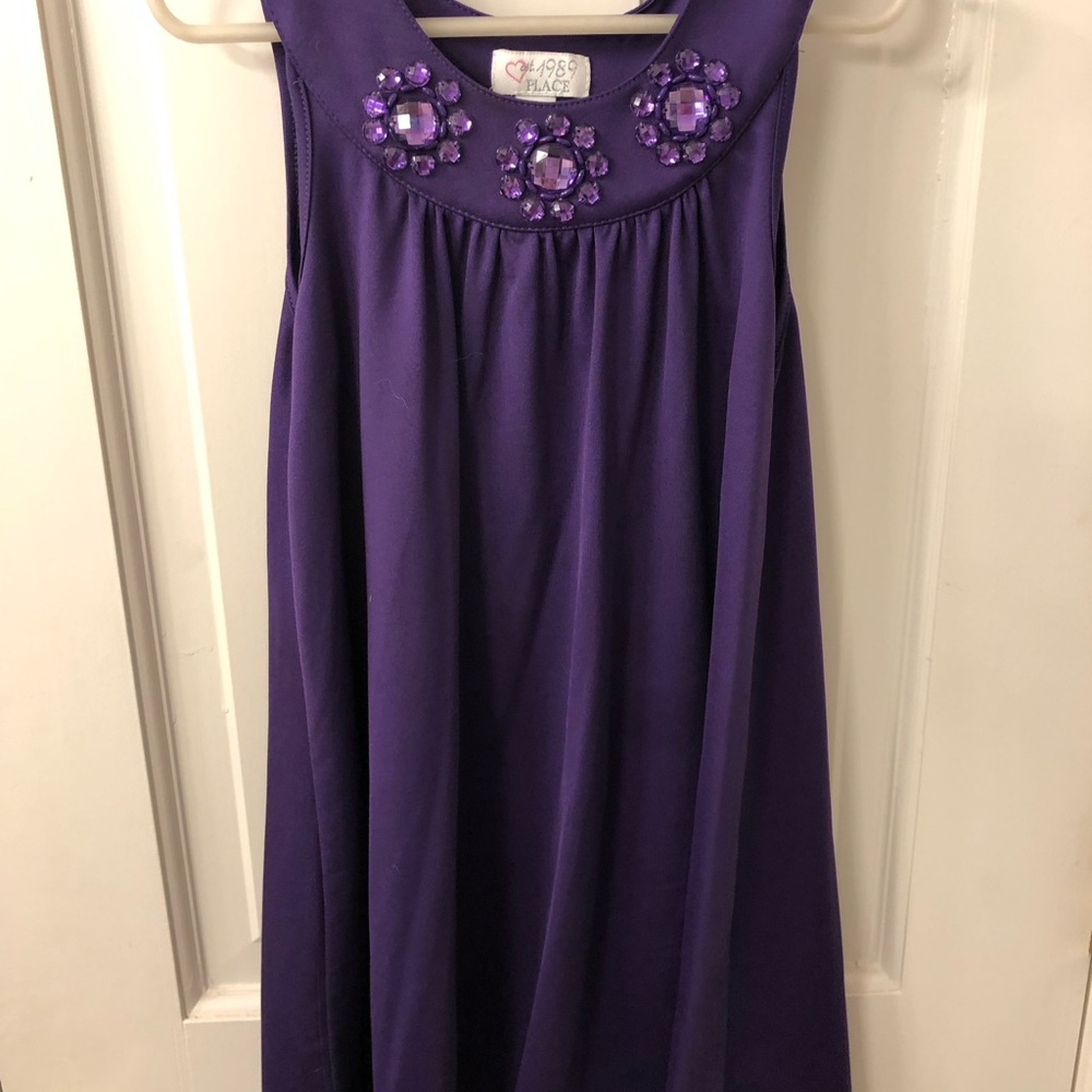 Purple Kids Dress with Gem Accents